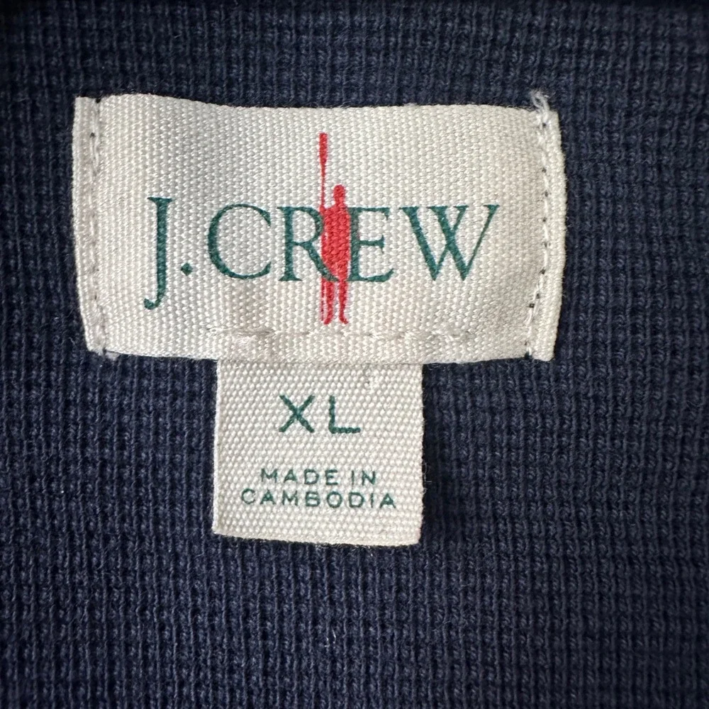 J.‎ Crew Oarsman Men's Long Sleeve Button Up Shirt Navy Blue Waffle XL